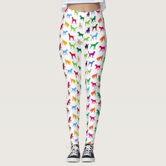 Leggings Silhouettes de perros coloridos (Anverso)