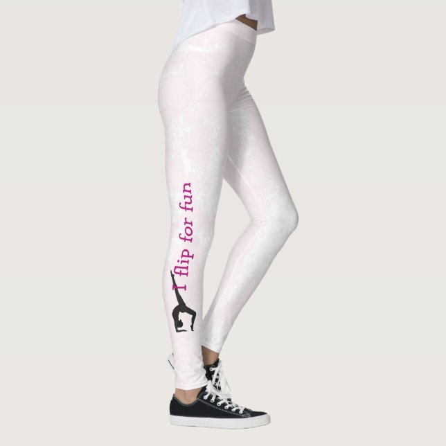 Leggings silueta de gimnasta sobre textura rosa claro (Derecha)
