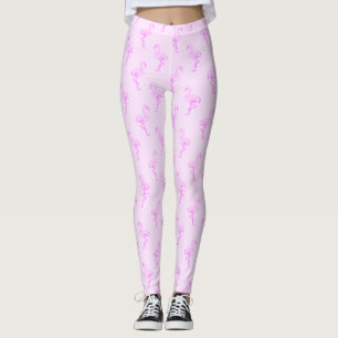 Leggings Silueta de patrón de flamenco rosa Florida