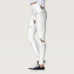 Leggings Silueta de reno de arte lineal de SlipperyJoe mini