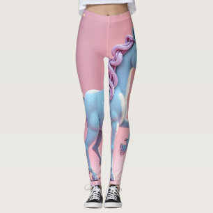 Leggings Silueta de unicornio brillante en el bajo rosa pas