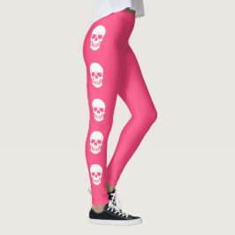 Leggings Siluetas De Calavera Blanca En Halloween Rosa