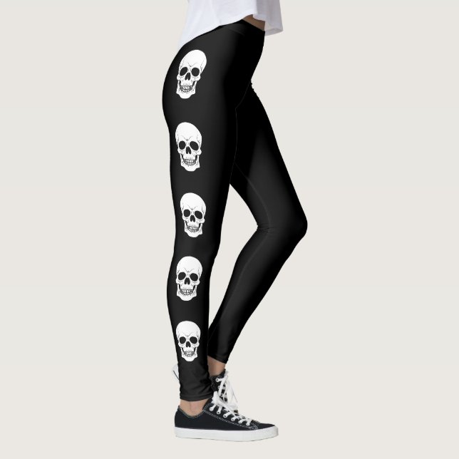 Leggings Siluetas de cráneo blanco de Guay Halloween Black (Derecha)