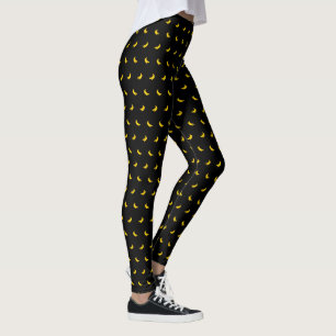 Leggings Siluetas de pequeños plátanos amarillos en negro