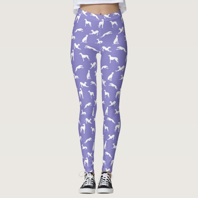 Leggings Siluetas grises blancas en morado (Anverso)