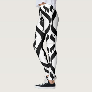 Leggings Símbolo Aleph de Reflexión en Blanco y Negro