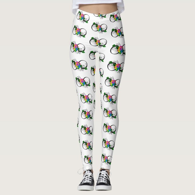 Leggings Símbolo de infinito con rosa arcoíris (Anverso)
