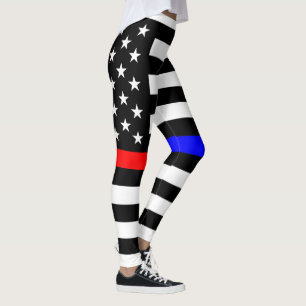 Leggings símbolo de la policía de línea delgada roja azul c