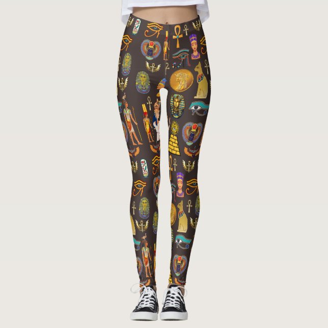 Leggings Símbolo de patrón jeroglífico egipcio antiguo (Anverso)