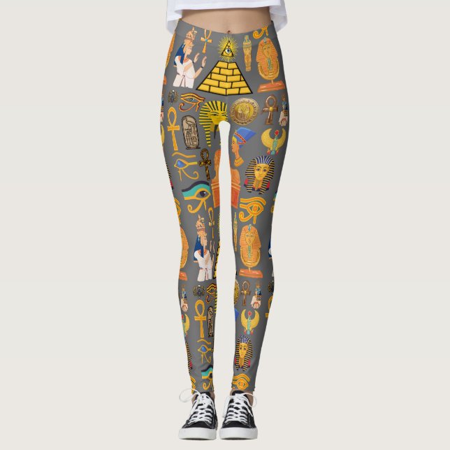 Leggings Símbolo de patrón jeroglífico egipcio antiguo (Anverso)