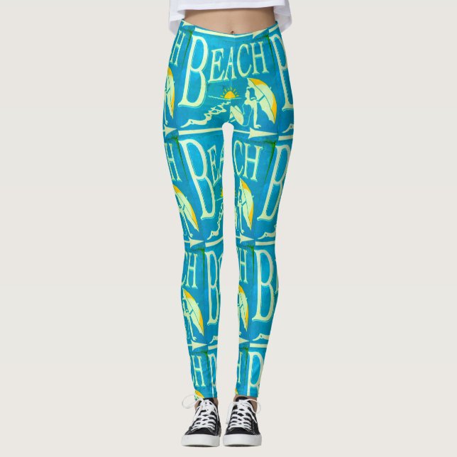 Leggings símbolo de playa azul (Anverso)