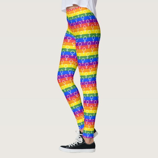 Leggings Símbolo femenino patrón arco iris (Izquierda)