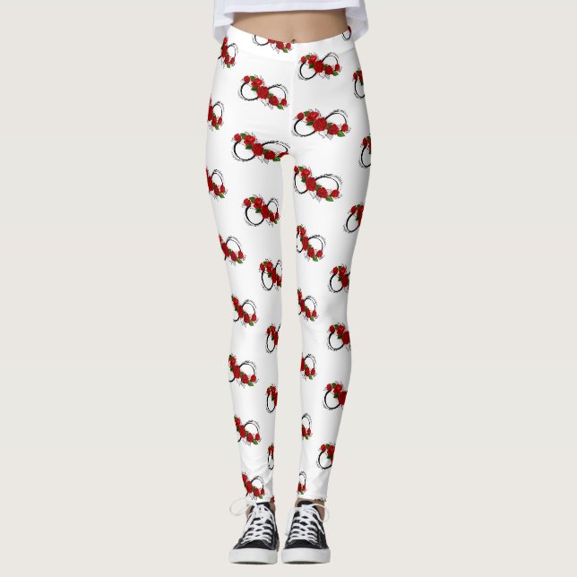 Leggings Símbolo infinito con rosas rojas (Anverso)
