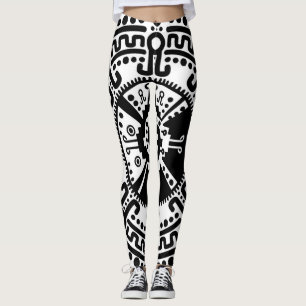 Leggings Símbolo maya #3 blanco y negro de Hunab Ku