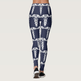 Leggings Símbolo médico de enfermera azul de la Marina Cute