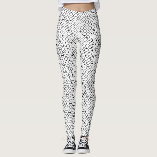 Leggings Símbolos blancos y negros del dominó del diseño (Anverso)