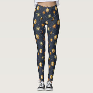 Leggings Símbolos de Astrología Cósmica Navy Gold