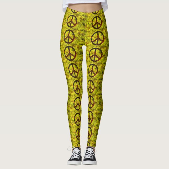 Leggings símbolos de paz jirones amarillos (Anverso)
