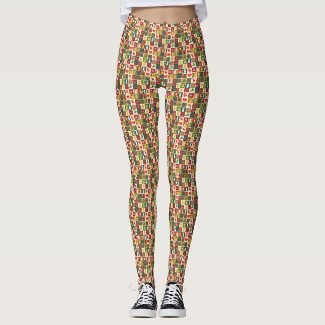 Leggings Símbolos de vacaciones de navidades (Anverso)