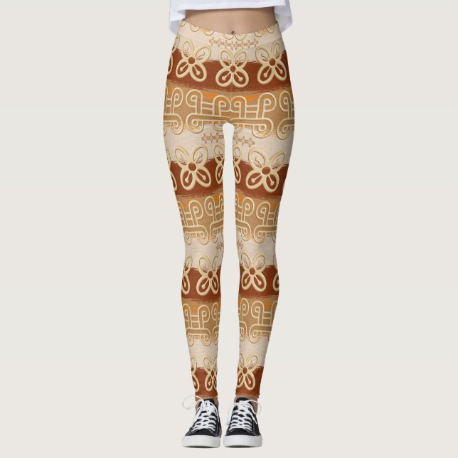 Leggings Símbolos étnicos de Adinkra del africano (Anverso)