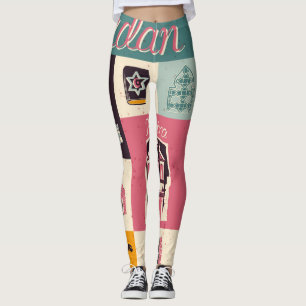 Leggings Símbolos retro de la cultura jordana ilustrados