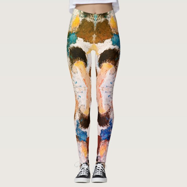 Leggings Simetría de Pastel vibrante - Arte textual abstrac (Anverso)