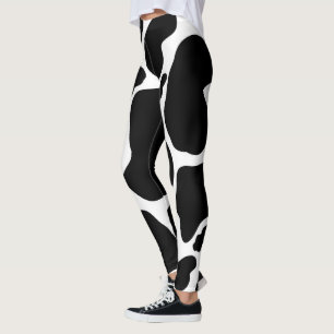 Leggings Simple Black Cow Spots Animal