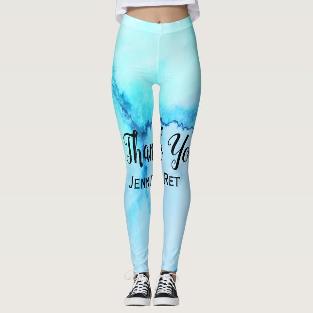 Leggings simple caligrafía negra mínima gracias agregar nom (Anverso)