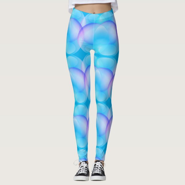 Leggings Simple tendencia azul gradiente patrón de burbujas (Anverso)