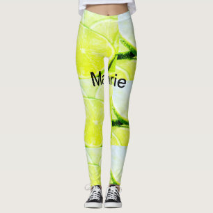 Leggings Simple yellow green lemon add name minimal custom 