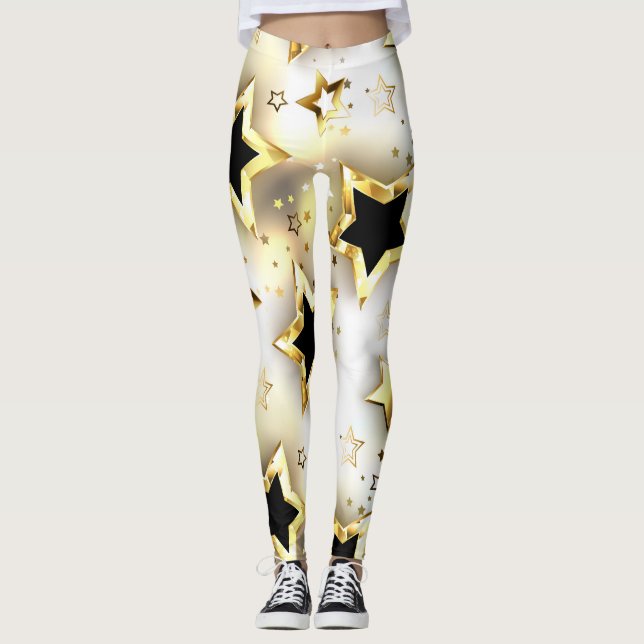 Leggings Sin inconvenientes de luz con estrellas de oro (Anverso)