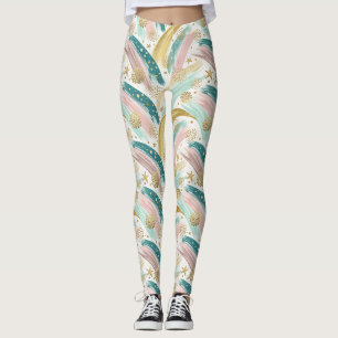 Leggings Singular pastel arcoiris abstracto con estrellas d