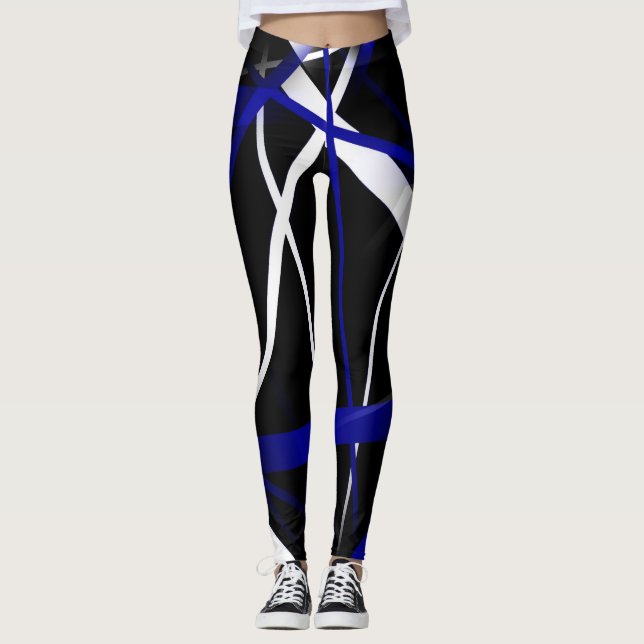 Leggings Sinopsis de las líneas azules y blancas reales (Anverso)