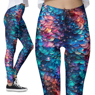 Leggings Sirena celeste paraliza a Purpurina de escalas de 