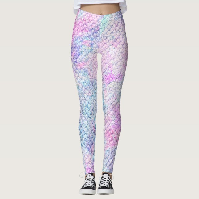 Leggings Sirena: Cometa, color de rosa polar, persa, hielo (Anverso)