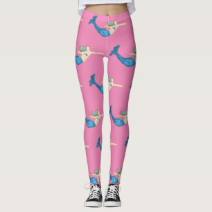 Leggings Sirena de cola azul nadando Thunder_Cove