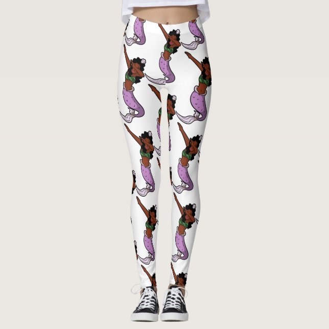 Leggings sirena de dabbing negro (Anverso)