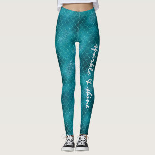 Leggings Sirena de espuma verde azulada personalizada