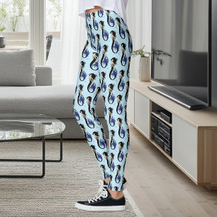 Leggings Sirena de Fantasía Elegante Sirena Azul Tribal