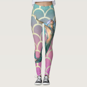 Leggings Sirena en escamas de cola de sirena ombre