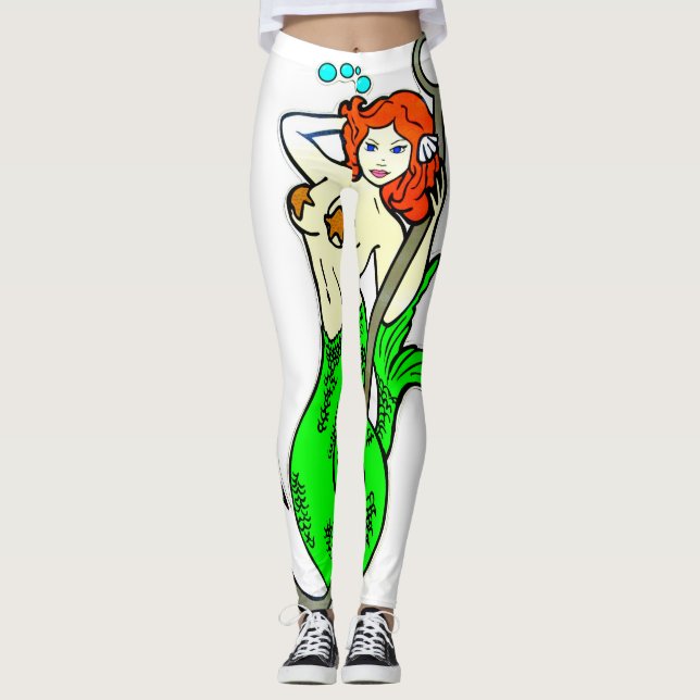 Leggings sirena pelirroja con cola verde (Anverso)