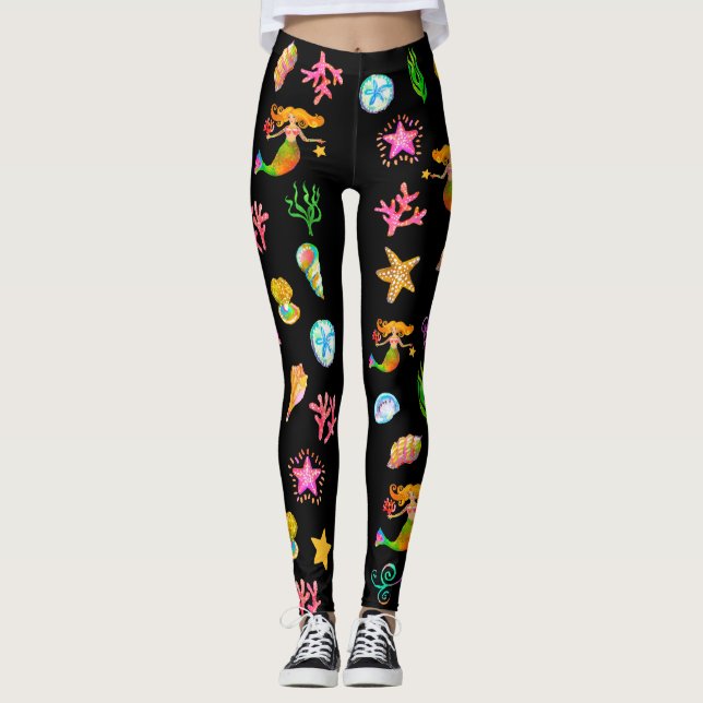 Leggings Sirena y conchas Vibe de playa (Anverso)