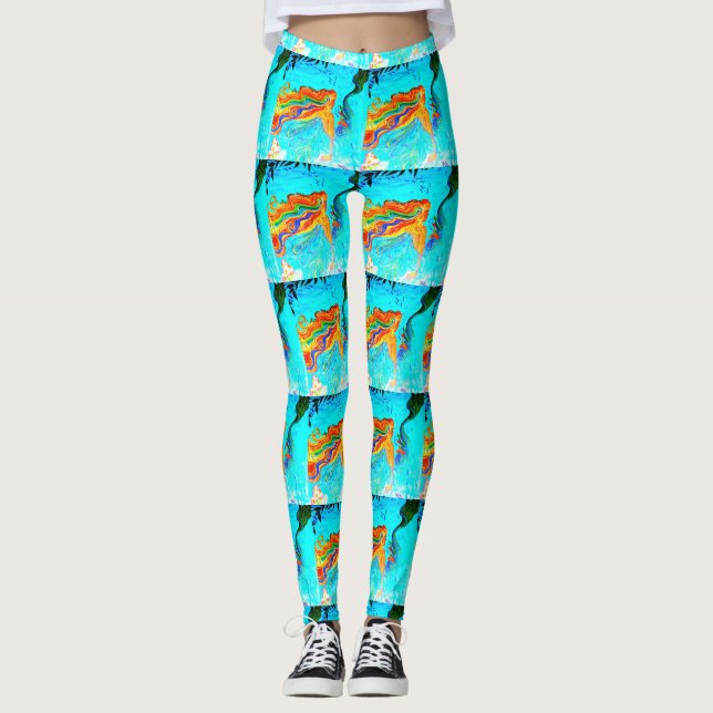 Leggings sirenas arco iris-haired azules (Anverso)