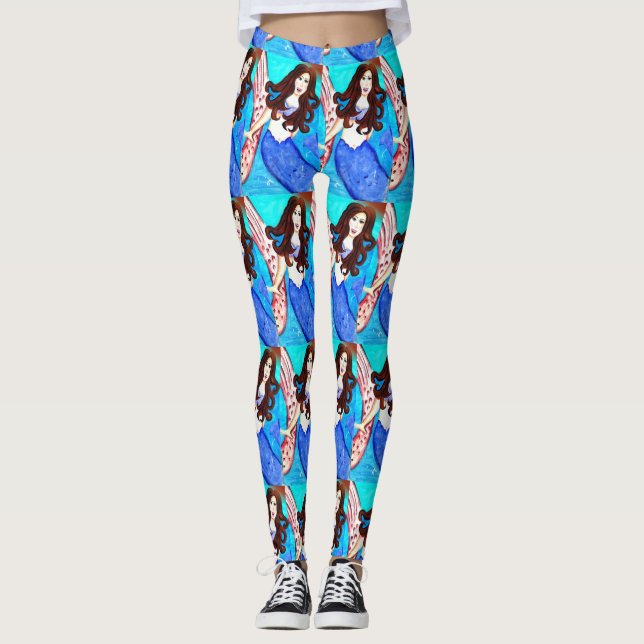 Leggings sirenas de brunette de cola azul (Anverso)