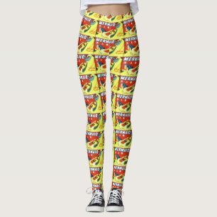 Leggings sirenas en rojo en amarillo