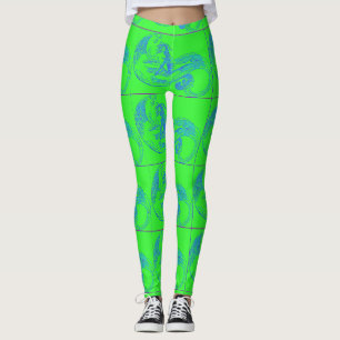 Leggings sirenas montadas en olas verdes