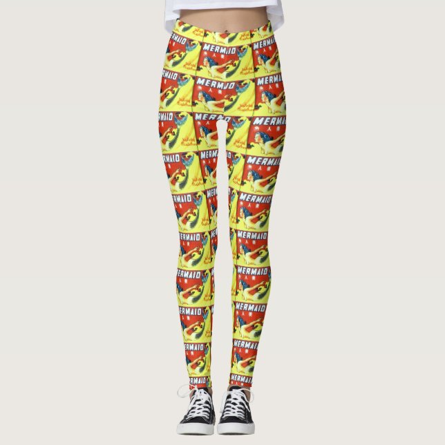 Leggings sirenas rojas en amarillo (Anverso)