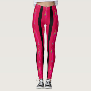 Leggings sirenas rosadas en ascenso rayas rojas/negras