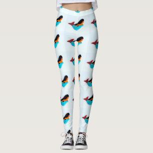 Leggings sirenas triguenas de la azul-cola blancas