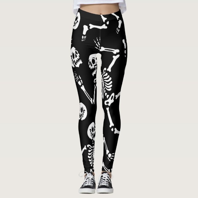 Leggings Skeleton Dance Fiesta: Halloween Seamless (Anverso)